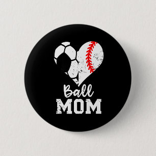 Ball Mom Heart Funny Baseball Soccer Mom Costume U 6 Cm Round Badge