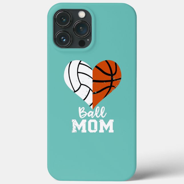 Ball Mom Heart Funny Volleyball Basketball Mom  Case-Mate iPhone Case (Back)