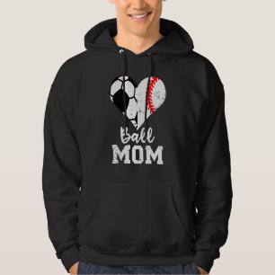 Ball Mom Heart  Soccer Mom Hoodie
