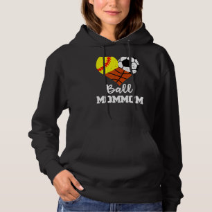 Ball Mommom Heart Softball Soccer Basketball Mum Hoodie