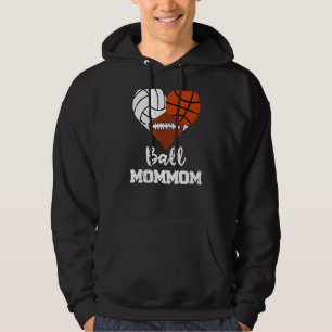 Ball Mommom Heart Volleyball Basketball Football M Hoodie