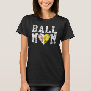 Ball Mum Baseball Softball Heart Sport 2 T-Shirt