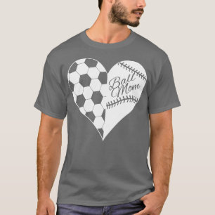 Ball Mum Baseball Softball Heart White T-Shirt