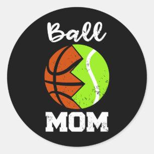Ball Mum Fun Basketball Tennis Player Mum Classic Round Sticker