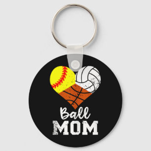 Ball Mum Funny Softball Volleyball Basketball Mum Key Ring