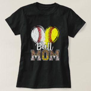 Ball Mum Heart Baseball Softball Mama Women Mother T-Shirt