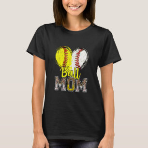 Ball Mum Heart Baseball Softball Mama Women Mother T-Shirt