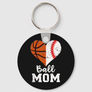 Ball Mum Heart Fun Baseball Basketball Mum Key Ring