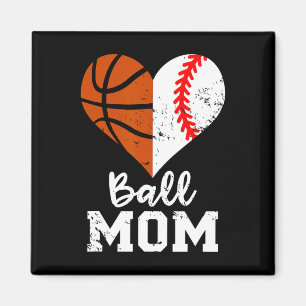 Ball Mum Heart Fun Baseball Basketball Mum  Magnet