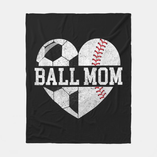 Ball Mum  Heart Fun Baseball Soccer Mum  Fleece Blanket (Front)