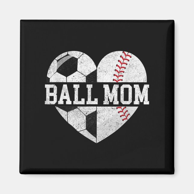 Ball Mum  Heart Fun Baseball Soccer Mum  Magnet (Front)