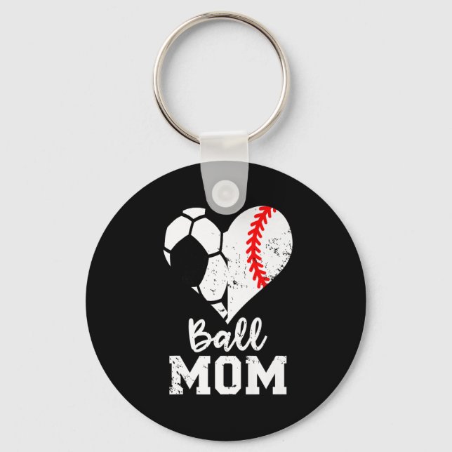 Ball Mum Heart Funny Baseball Soccer Mum Costume U Key Ring (Front)