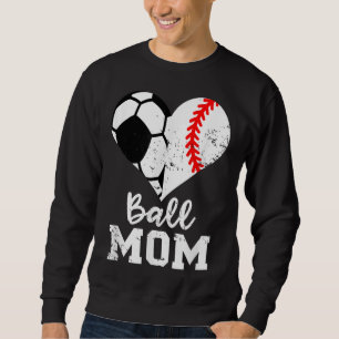Ball Mum Heart Funny Baseball Soccer Mum Sweatshirt