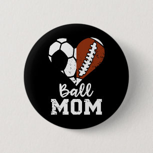 Ball Mum Heart Funny Football Soccer Mum 6 Cm Round Badge