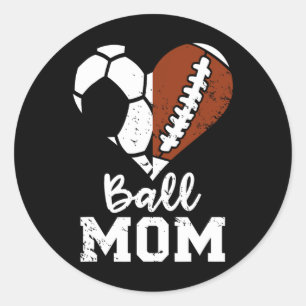Ball Mum Heart Funny Football Soccer Mum  Classic Round Sticker