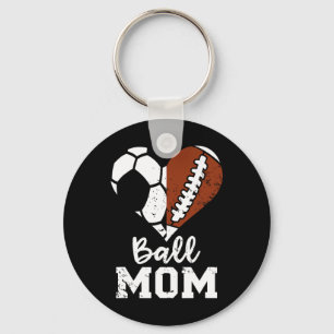 Ball Mum Heart Funny Football Soccer Mum  Key Ring