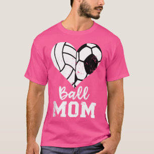 Ball Mum Heart Funny Soccer Volleyball Mum T-Shirt