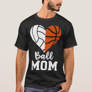 Ball Mum Heart Funny Volleyball Basketball Mum Pre T-Shirt