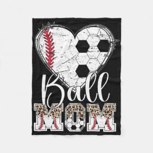 Ball Mum Heart Soccer Baseball Mum Fleece Blanket
