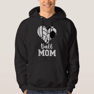 Ball Mum Heart Soccer Volleyball Mum Hoodie
