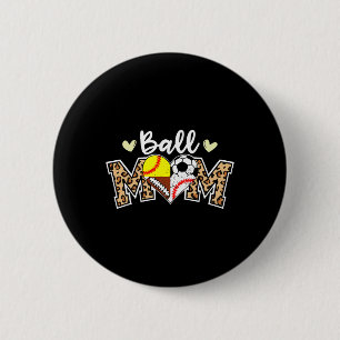 Ball Mum Leopard Soccer Football Baseball Softball 6 Cm Round Badge
