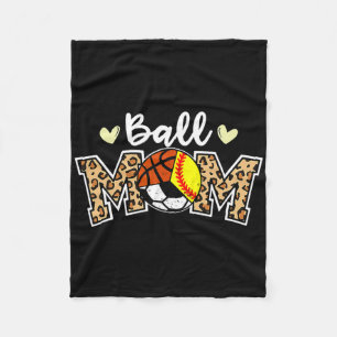 Ball Mum Leopard Softball Soccer Basketball Player Fleece Blanket