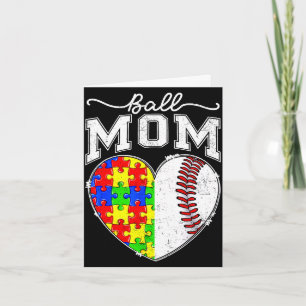 Ball mum mama autism awareness day baseball heart card