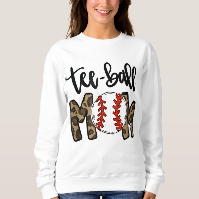 Ball Mum Mother's Day Gift Teeball Mum Leopard Fun Sweatshirt (Front)