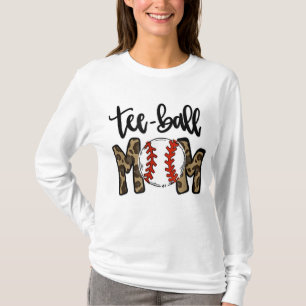 Ball Mum Mother's Day Gift Teeball Mum Leopard Fun T-Shirt