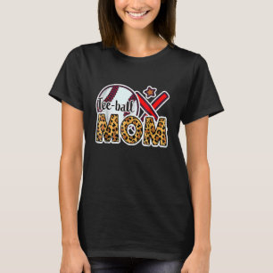Ball Mum Mother's Day Teeball Mum Leopard Softball T-Shirt