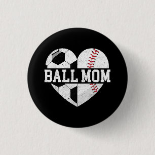 Ball Mum Shirt Heart Funny Baseball Soccer Mum 3 Cm Round Badge