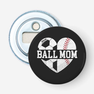 Ball Mum Shirt Heart Funny Baseball Soccer Mum Bottle Opener