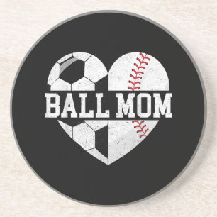 Ball Mum Shirt Heart Funny Baseball Soccer Mum Coaster