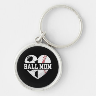 Ball Mum Shirt Heart Funny Baseball Soccer Mum Key Ring