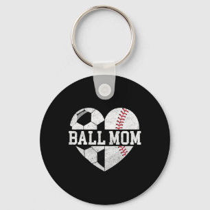 Ball Mum Shirt Heart Funny Baseball Soccer Mum  Key Ring