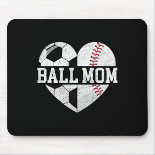 Ball Mum Shirt Heart Funny Baseball Soccer Mum Mouse Pad