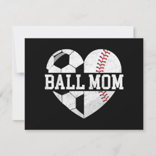 Ball Mum Shirt Heart Funny Baseball Soccer Mum Thank You Card