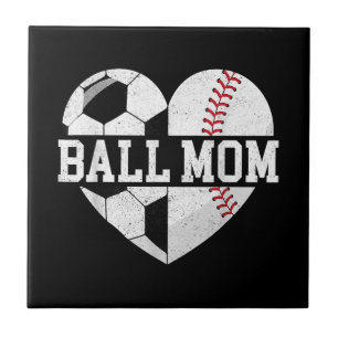 Ball Mum Shirt Heart Funny Baseball Soccer Mum Tile