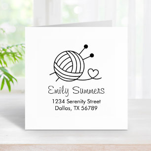 Ball of Knitting Yarn Craft Address Rubber Stamp