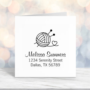 Ball of Knitting Yarn Craft Address Self-inking Stamp