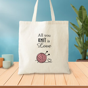 Ball of Knitting Yarn Craft - All You Knit is Love Tote Bag