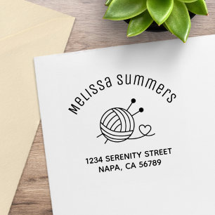 Ball of Knitting Yarn Craft Arch Address Rubber Stamp