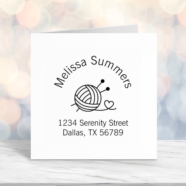 Ball of Knitting Yarn Craft Arch Address Self-inking Stamp (Creator Uploaded)