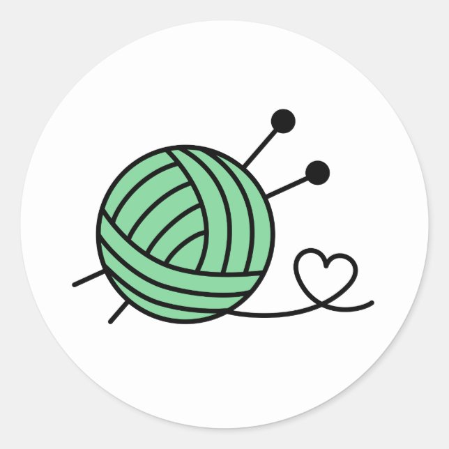 Ball of Knitting Yarn Craft - Custom Colour Classic Round Sticker (Front)
