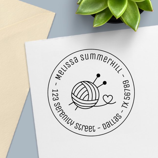 Ball of Knitting Yarn Craft Round Address 1 Self-inking Stamp (Creator Uploaded)