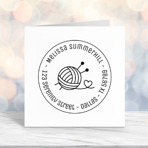 Ball of Knitting Yarn Craft Round Address 1 Self-inking Stamp