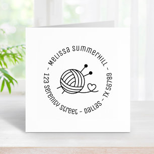 Ball of Knitting Yarn Craft Round Address 4 Rubber Stamp