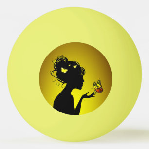 Ball Of Ping Pong The Woman Butterflies Yellow