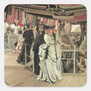 Ball on Shipboard by James Tissot, Victorian Art Square Sticker