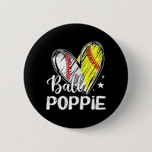 Ball pe Ball Heart Baseball Softball 6 Cm Round Badge